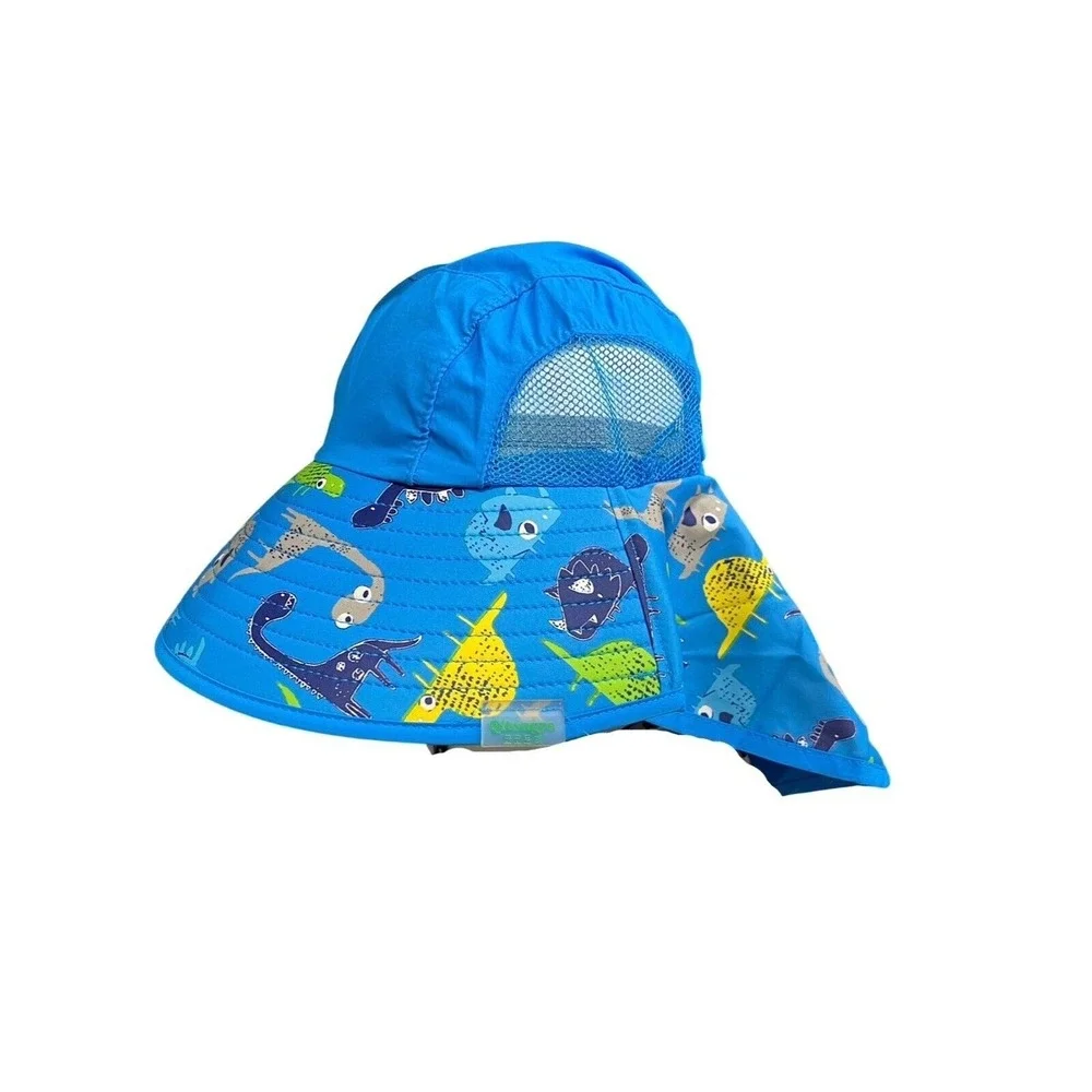 Dino Kids Sun Hat/Neck Covering Approx‎ Size 1-5Y NEW Adjustable
